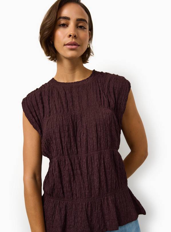 Red Shirred Capped Sleeve Top 16